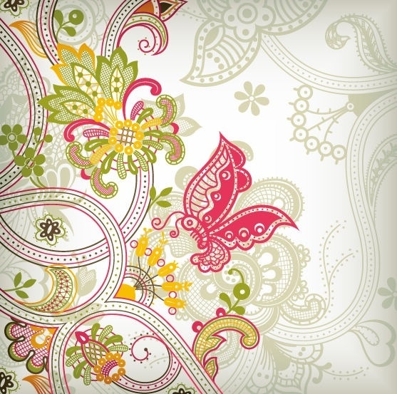Detail Vintage Flower Background Vector Free Download Nomer 15