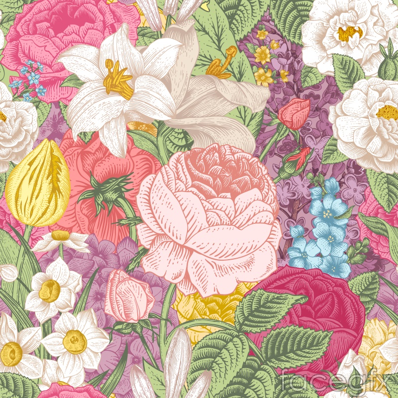 Detail Vintage Flower Background Vector Free Download Nomer 34