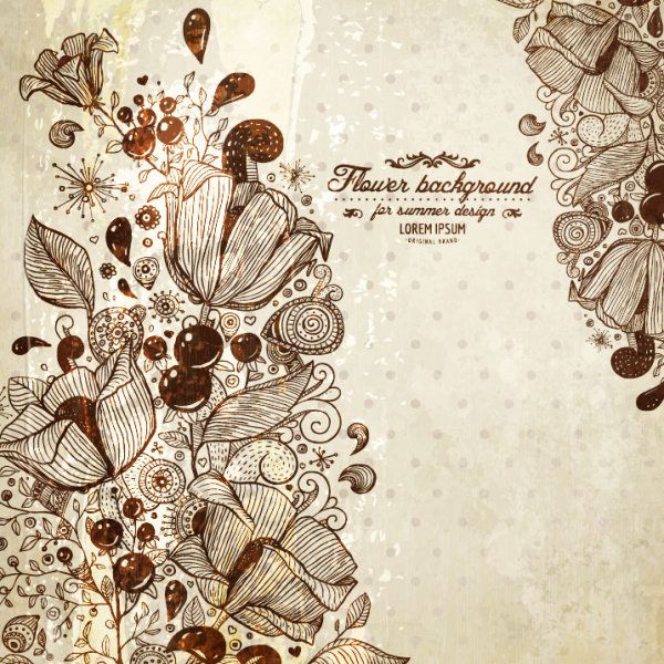 Detail Vintage Flower Background Vector Free Download Nomer 37