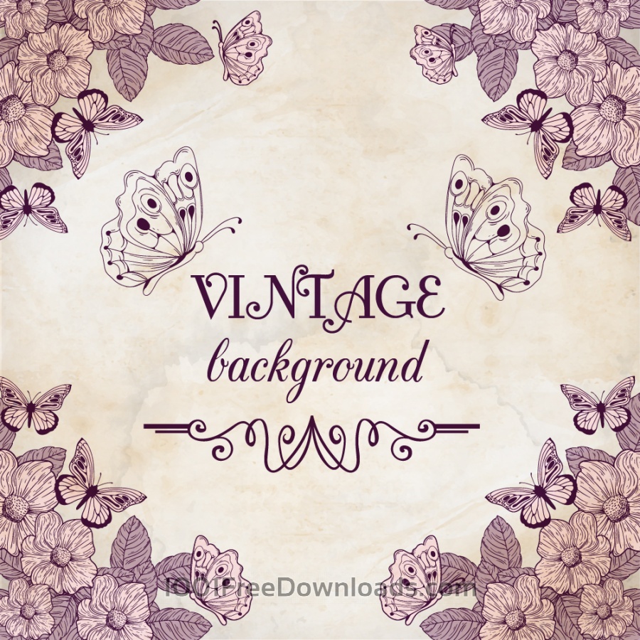 Detail Vintage Flower Background Vector Free Download Nomer 49