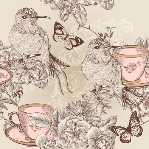 Detail Vintage Flower Background Vector Free Download Nomer 56
