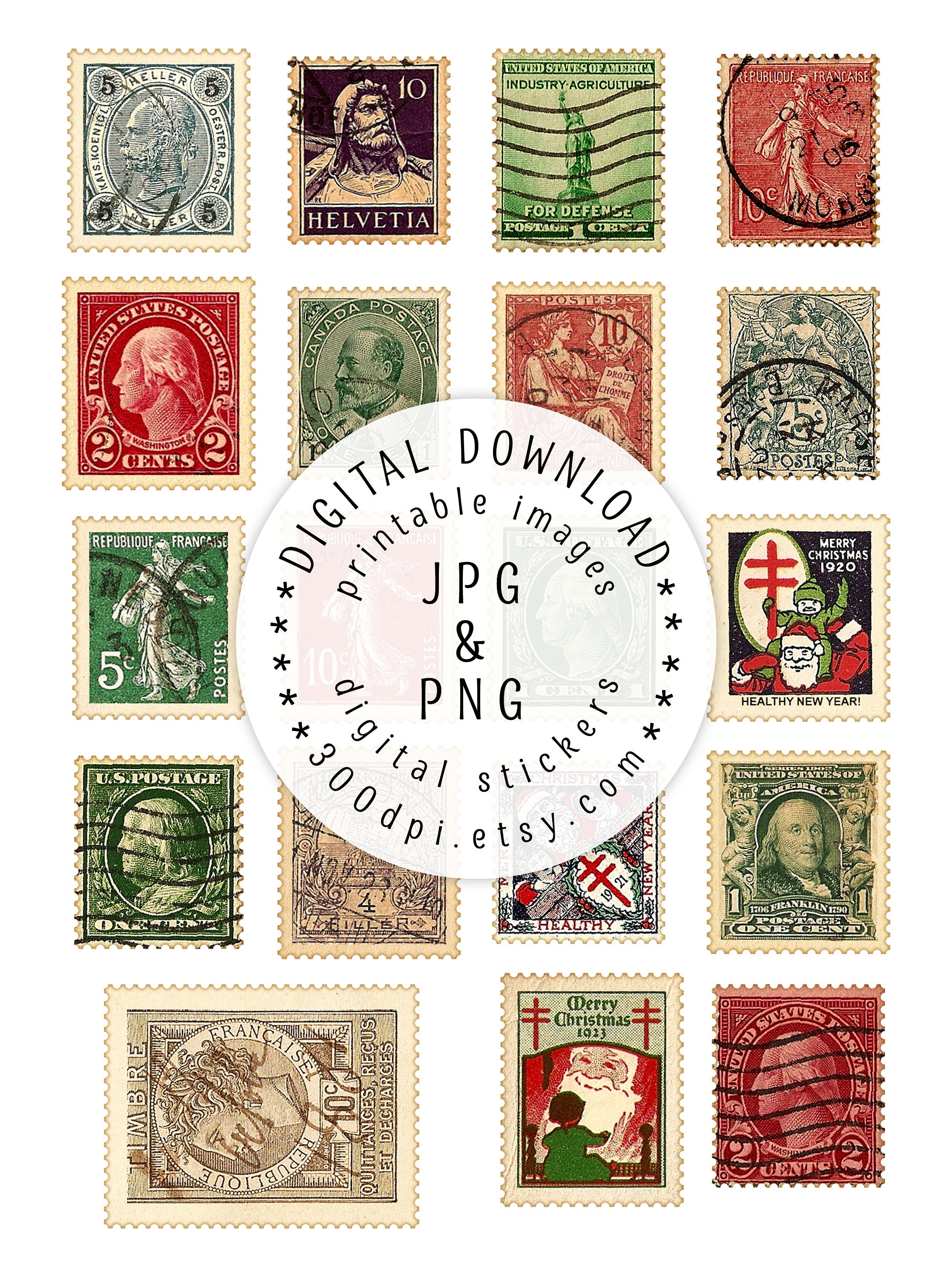 Detail Vintage Postage Stamp Png Nomer 18