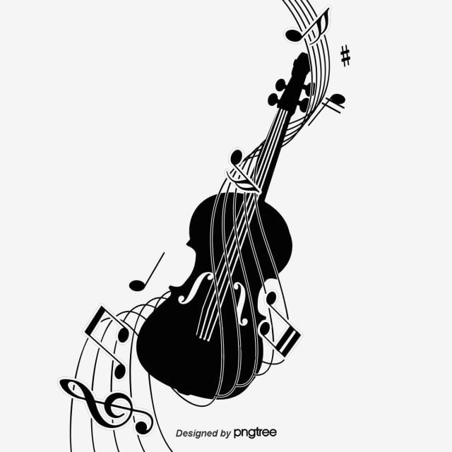 Detail Violin Clipart Black And White Nomer 37