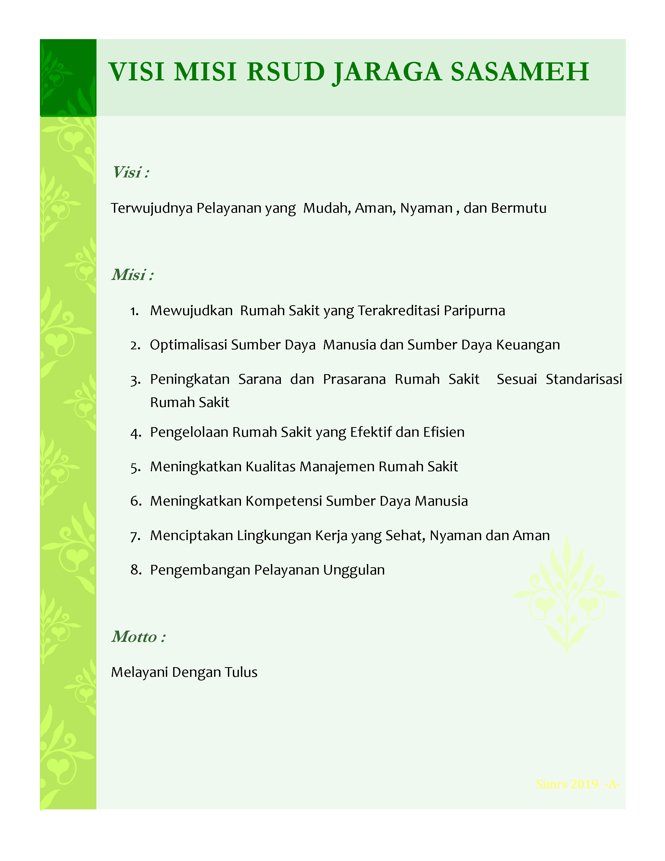 Detail Visi Dan Misi Rumah Sakit Nomer 8