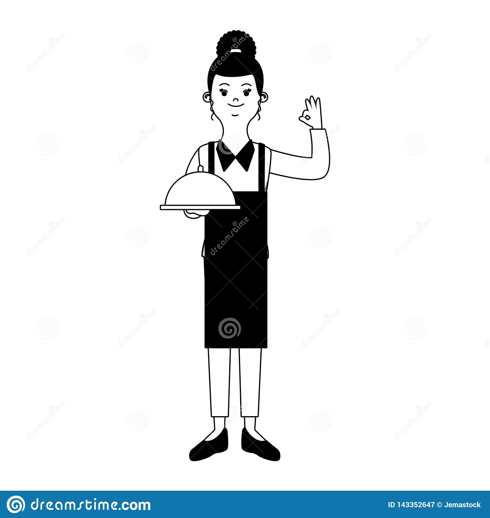 Detail Waiter Clipart Black And White Nomer 20