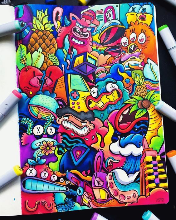 Detail Doodle Art Colorful Nomer 23