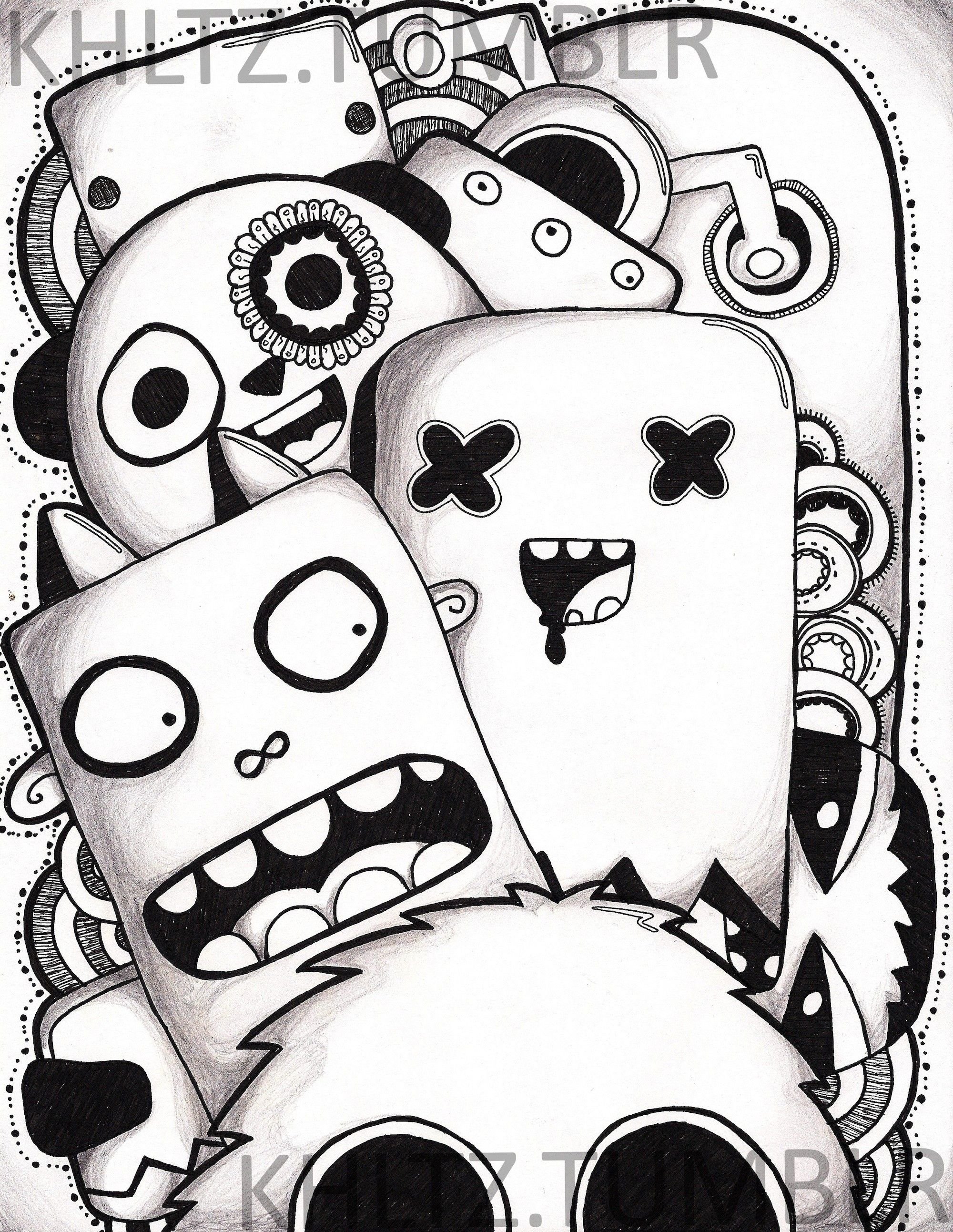 Detail Doodle Art Monster Simple Nomer 11