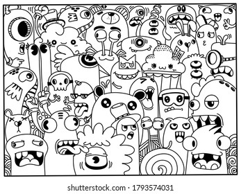 Detail Doodle Art Monster Simple Nomer 21