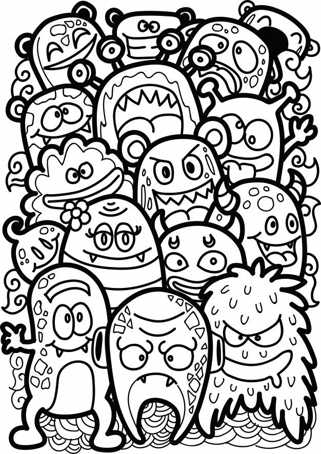 Detail Doodle Art Monster Simple Nomer 4