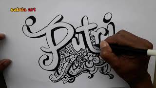 Doodle Art Name Putri - KibrisPDR