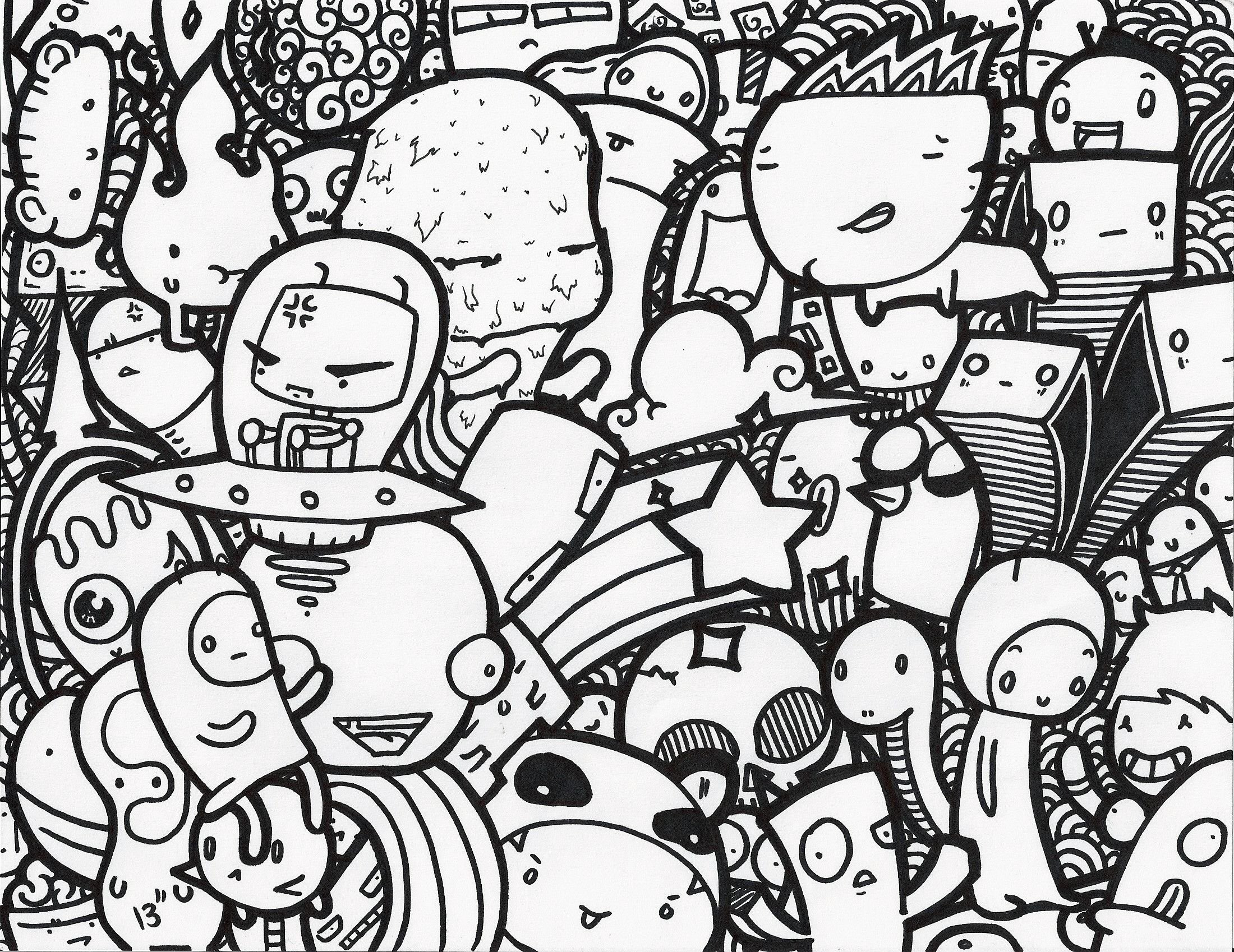 Detail Doodle Black And White Nomer 2