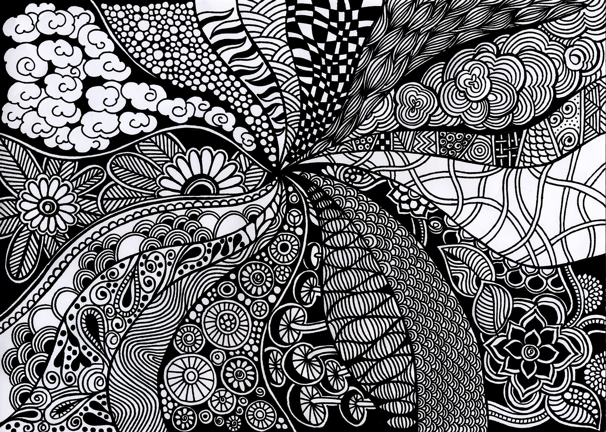 Detail Doodle Black And White Nomer 16