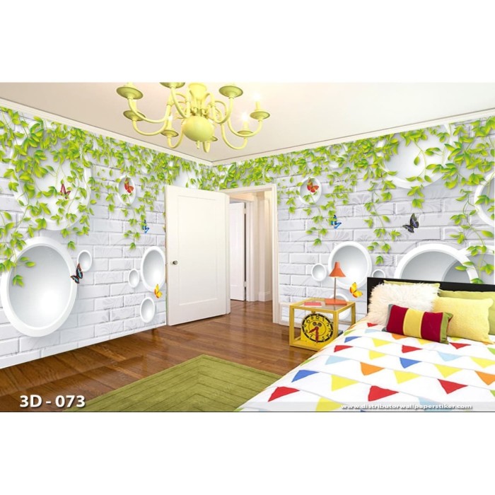 Detail Wallpaper Dinding Bata Putih Daun Nomer 12