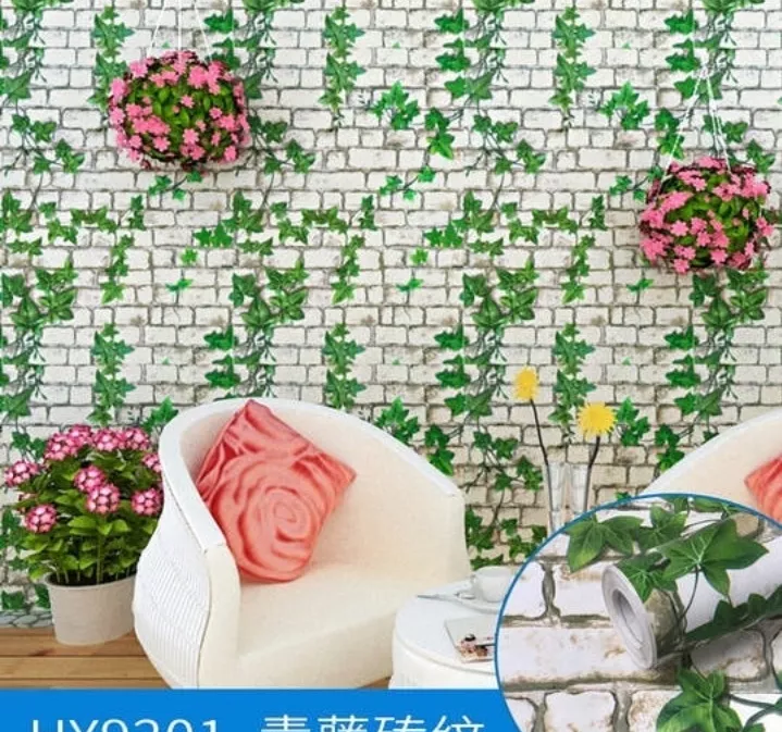 Detail Wallpaper Dinding Bata Putih Daun Nomer 41