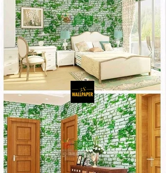 Detail Wallpaper Dinding Bata Putih Daun Nomer 51