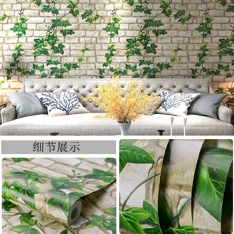 Detail Wallpaper Dinding Bata Putih Daun Nomer 56