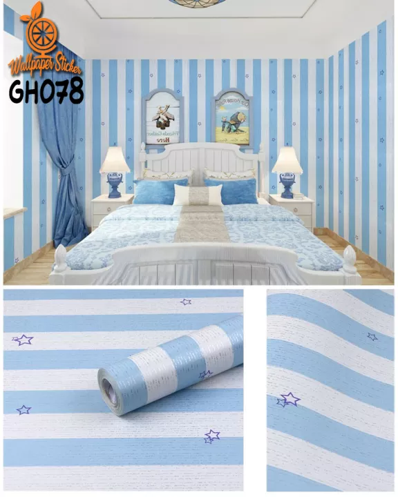 Detail Wallpaper Dinding Garis Biru Putih Nomer 19