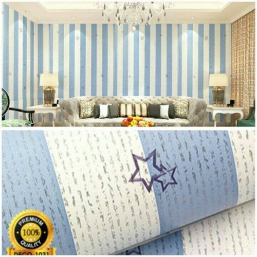 Detail Wallpaper Dinding Garis Biru Putih Nomer 26