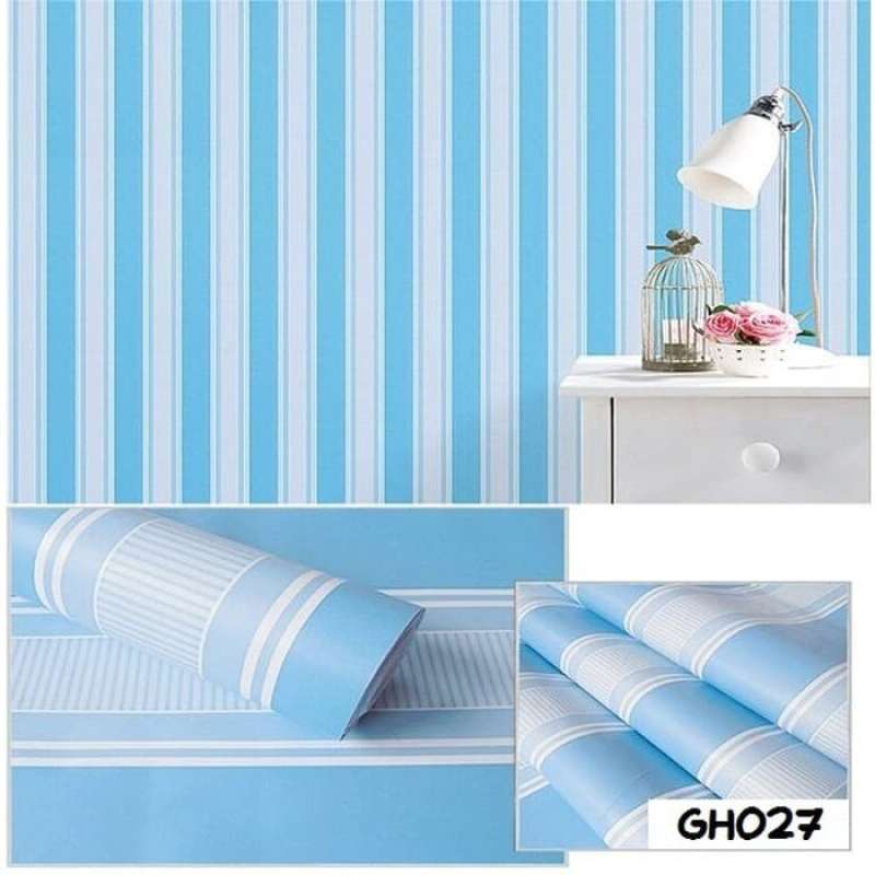 Detail Wallpaper Dinding Garis Biru Putih Nomer 4