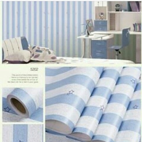 Detail Wallpaper Dinding Garis Biru Putih Nomer 32