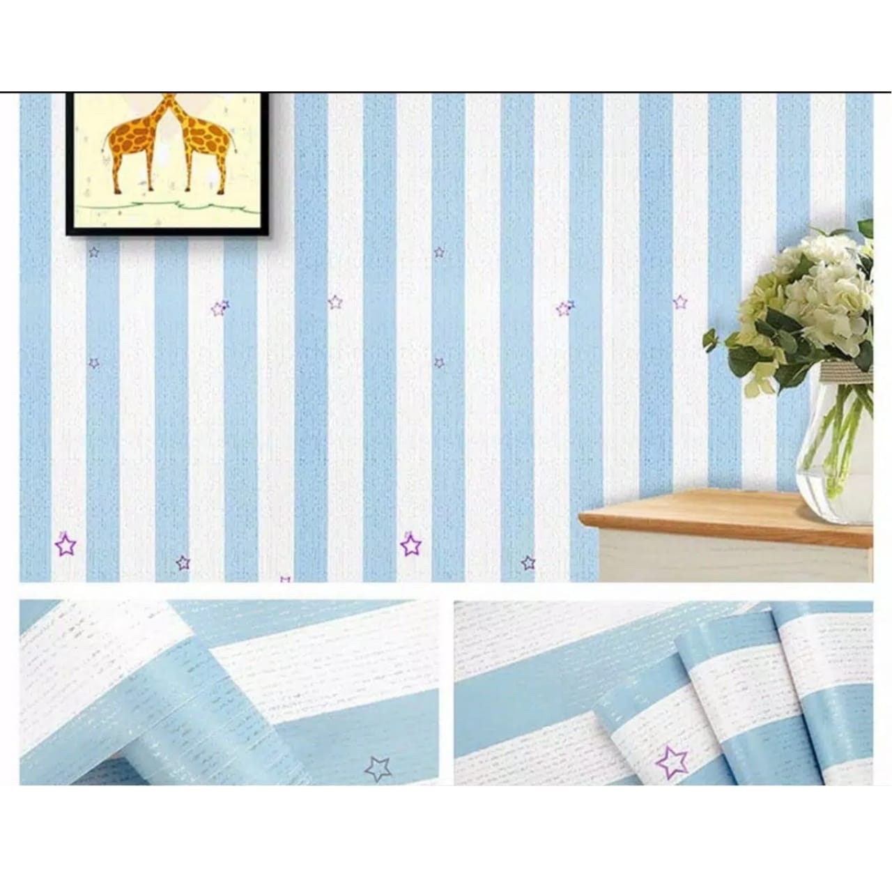 Detail Wallpaper Dinding Garis Biru Putih Nomer 5