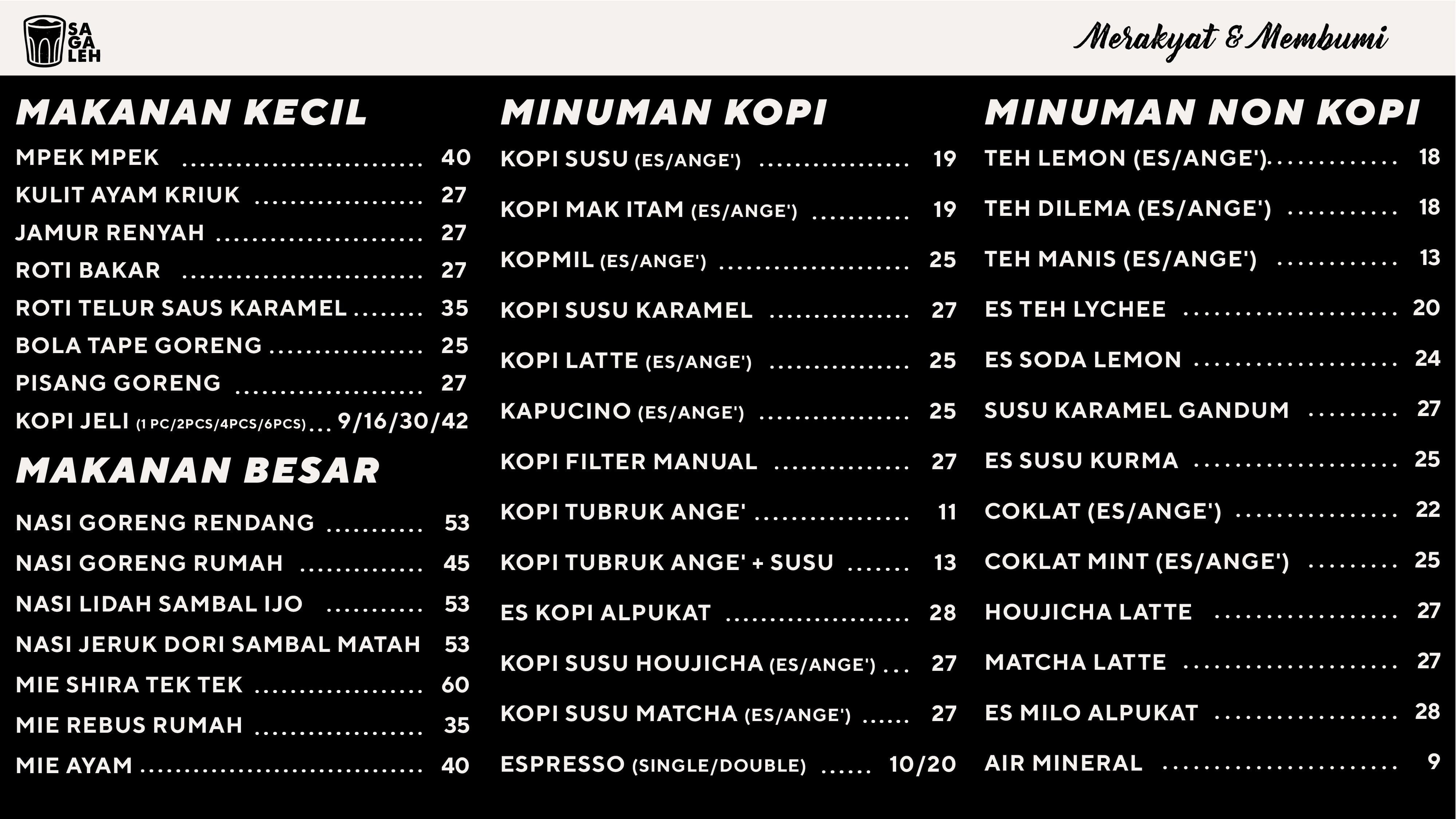 Rumah Sagaleh Menu - KibrisPDR