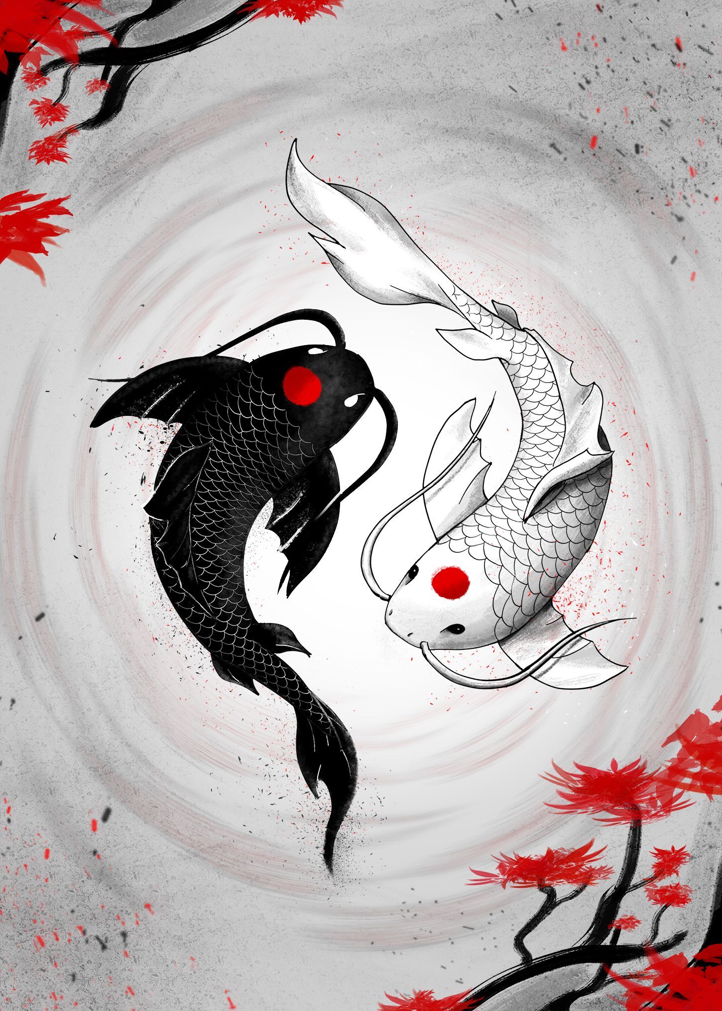 Detail Wallpaper Ikan Koi Yin Yang Nomer 4