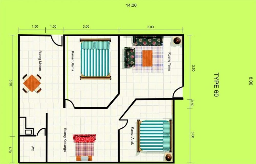Detail Rumah Type 60 3 Kamar Nomer 32
