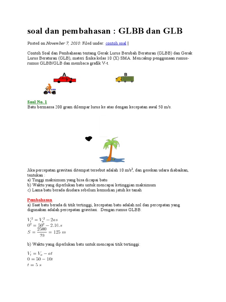 Detail Rumus Glb Dan Glbb Dan Contoh Soal Nomer 20