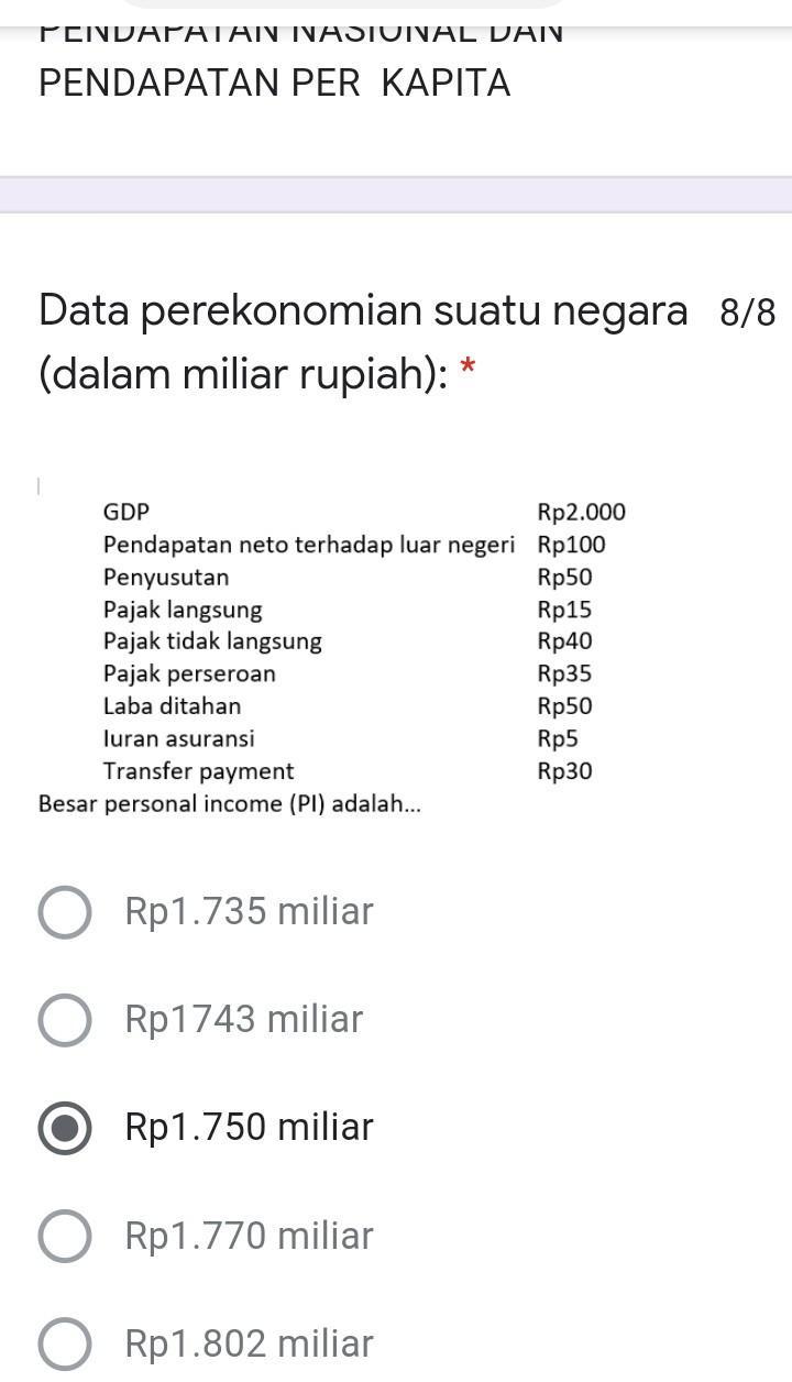 Detail Rumus Personal Income Dan Contoh Soal Nomer 25