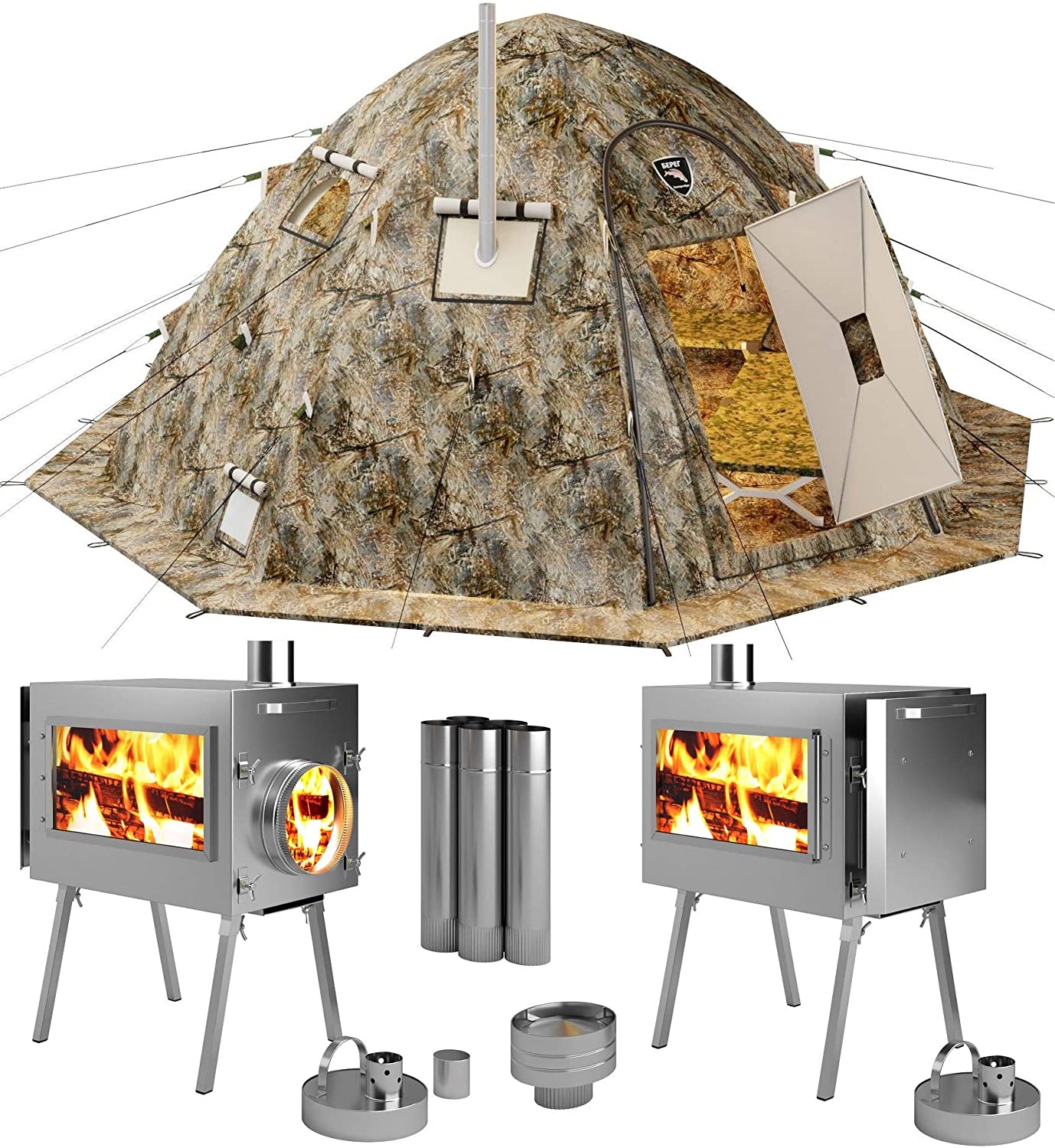 Detail Russian Bear Winter Tent With Stove Nomer 4