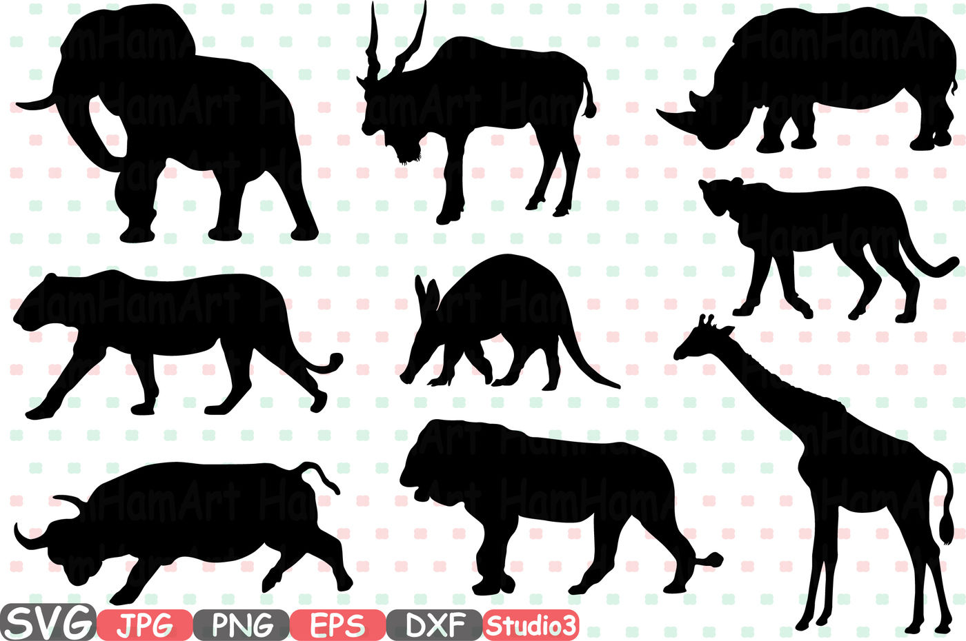 Detail Safari Animal Silhouette Clip Art Nomer 13