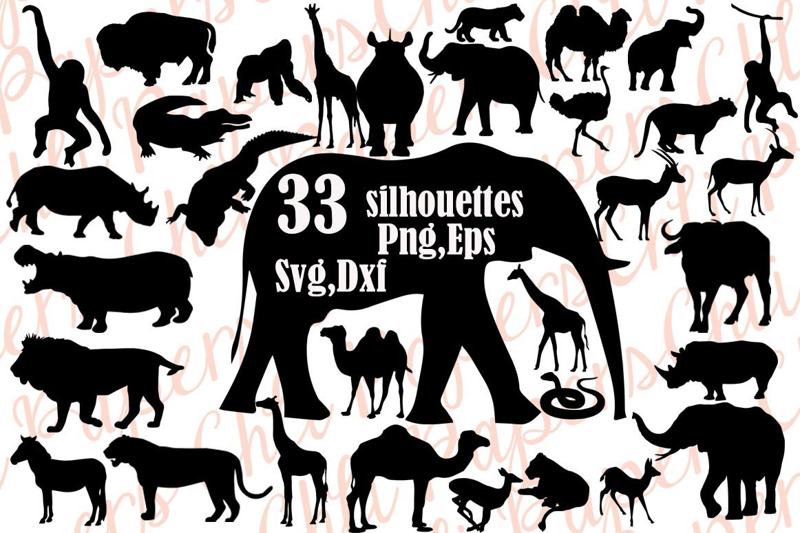 Detail Safari Animal Silhouette Clip Art Nomer 26