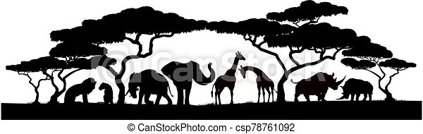 Detail Safari Animal Silhouette Clip Art Nomer 40