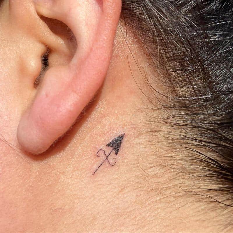 Detail Sagittarius Tattoo Behind Ear Nomer 9