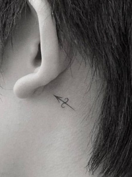 Detail Sagittarius Tattoo Behind Ear Nomer 15