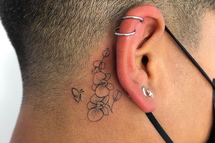 Detail Sagittarius Tattoo Behind Ear Nomer 17