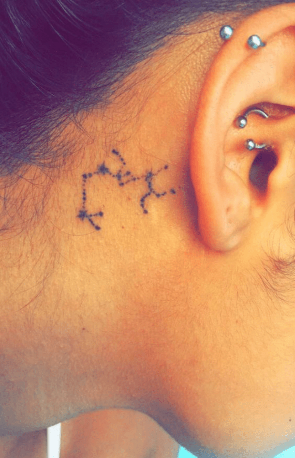 Detail Sagittarius Tattoo Behind Ear Nomer 21