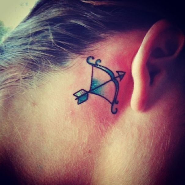 Detail Sagittarius Tattoo Behind Ear Nomer 29