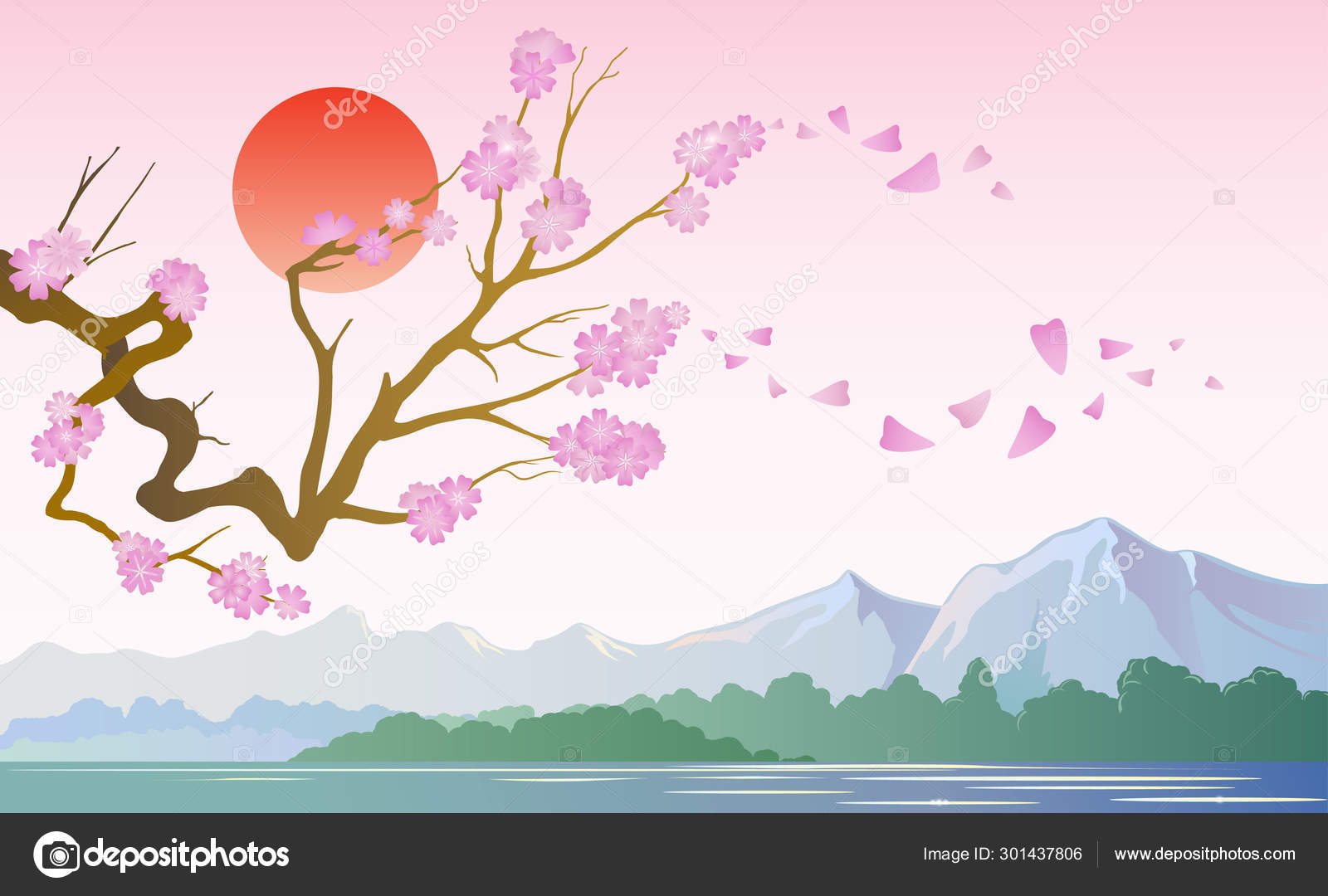Detail Sakura Background Vector Nomer 14