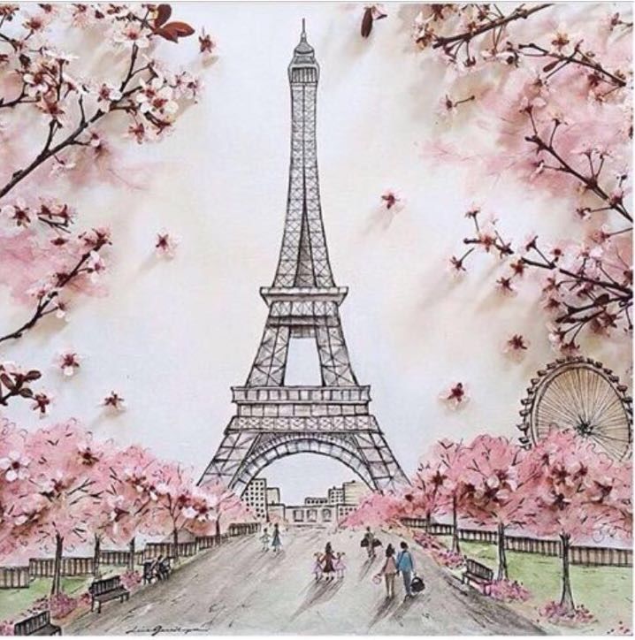 Detail Wallpaper Menara Eiffel Pink Nomer 14