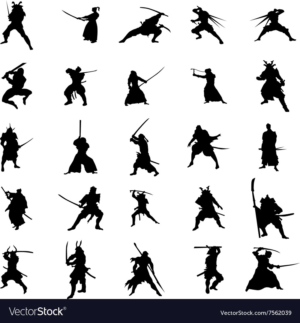 Detail Samurai Silhouette Vector Nomer 3