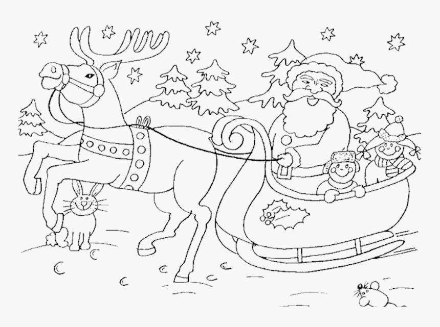 Detail Santa And Reindeer Clipart Black And White Nomer 5