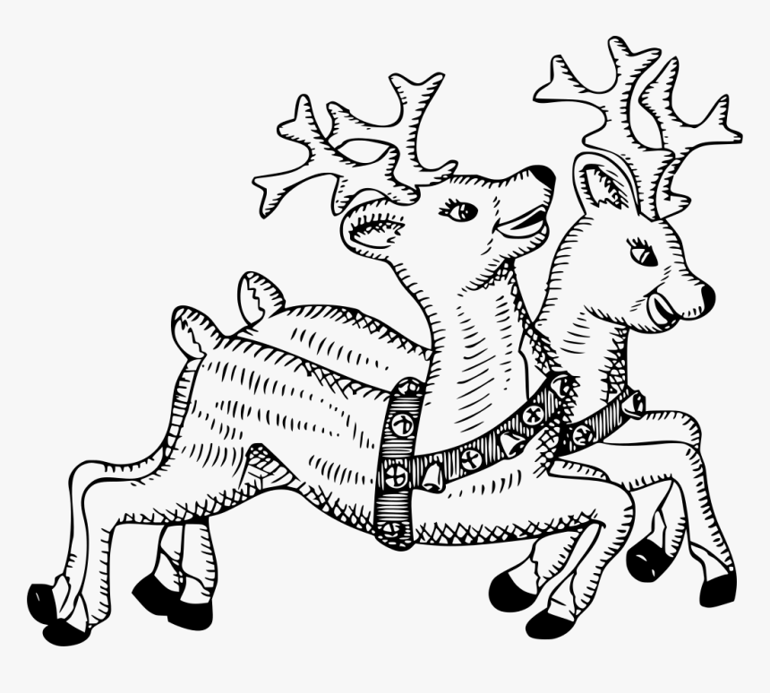 Detail Santa And Reindeer Clipart Black And White Nomer 6