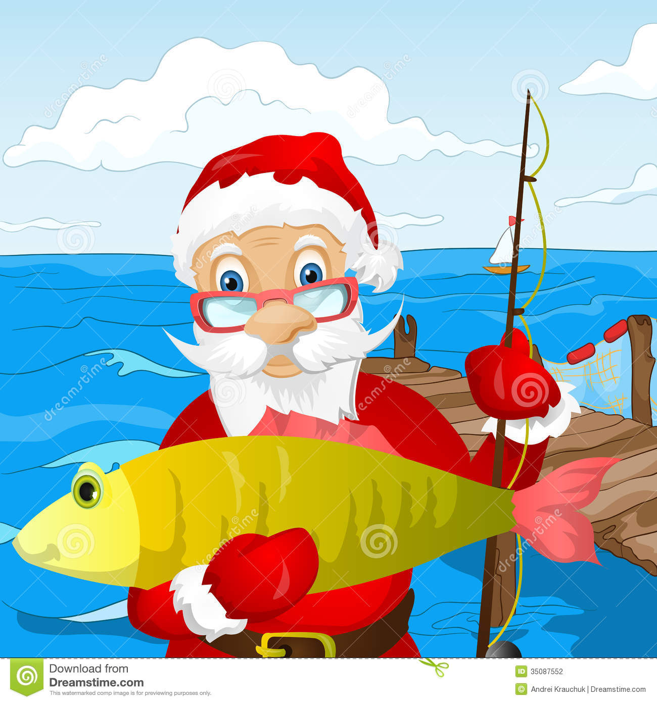 Detail Santa Fishing Clipart Nomer 30