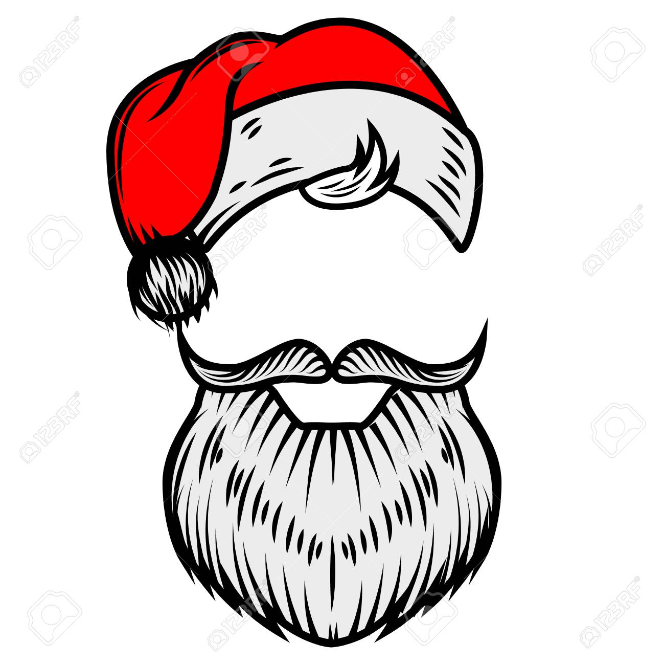 Detail Santa Hat And Beard Clipart Nomer 24