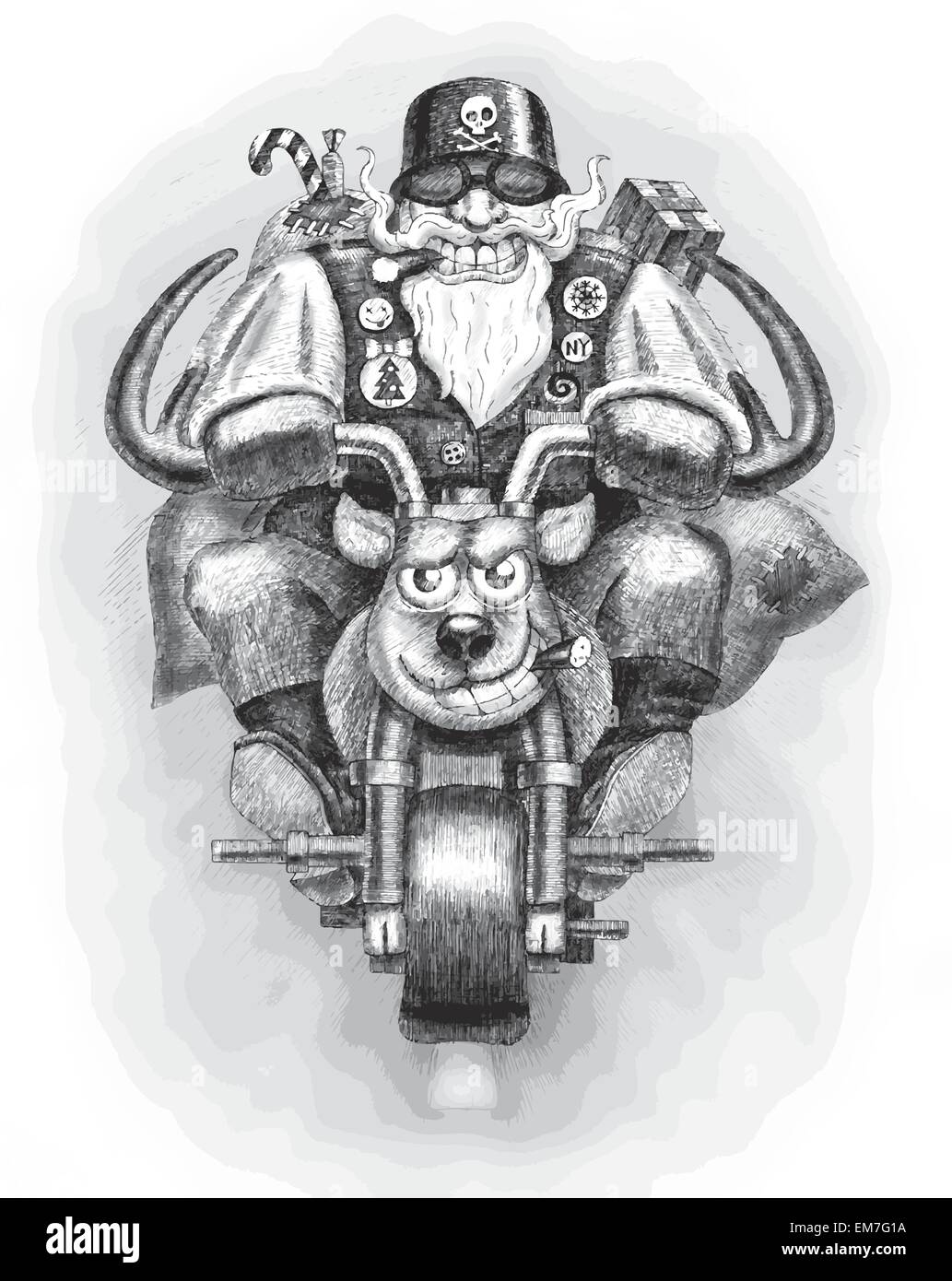 Detail Santa On A Motorcycle Clipart Nomer 44