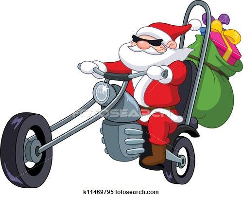 Detail Santa On Motorcycle Clipart Nomer 3