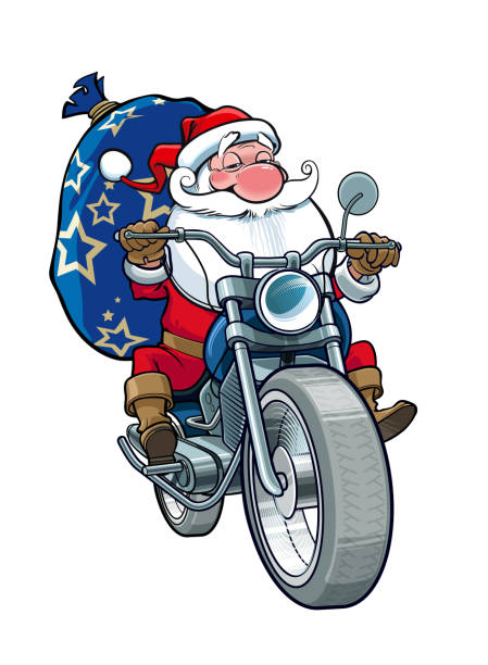 Detail Santa On Motorcycle Clipart Nomer 33