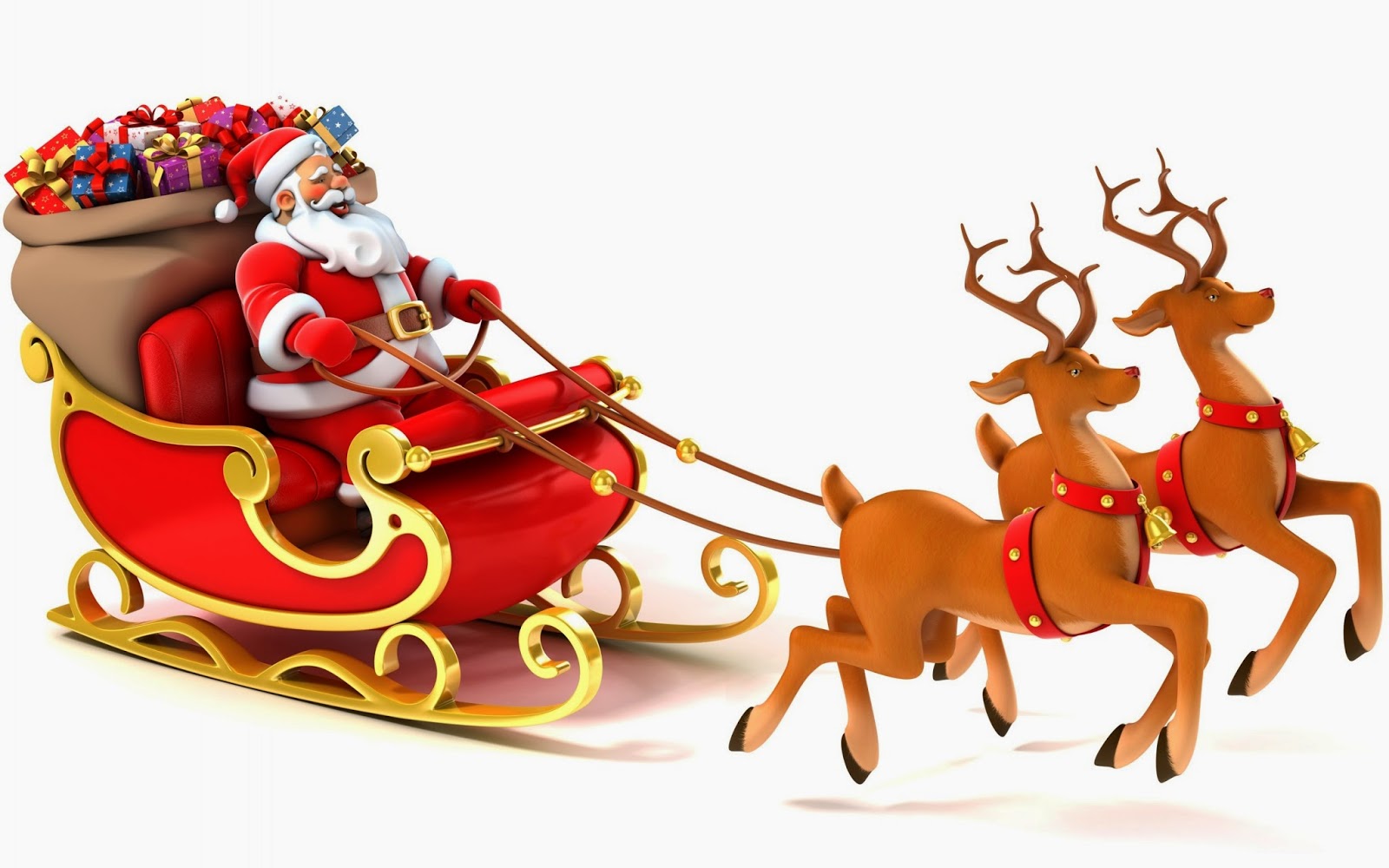 Detail Santa Sleigh And Reindeer Clipart Nomer 20